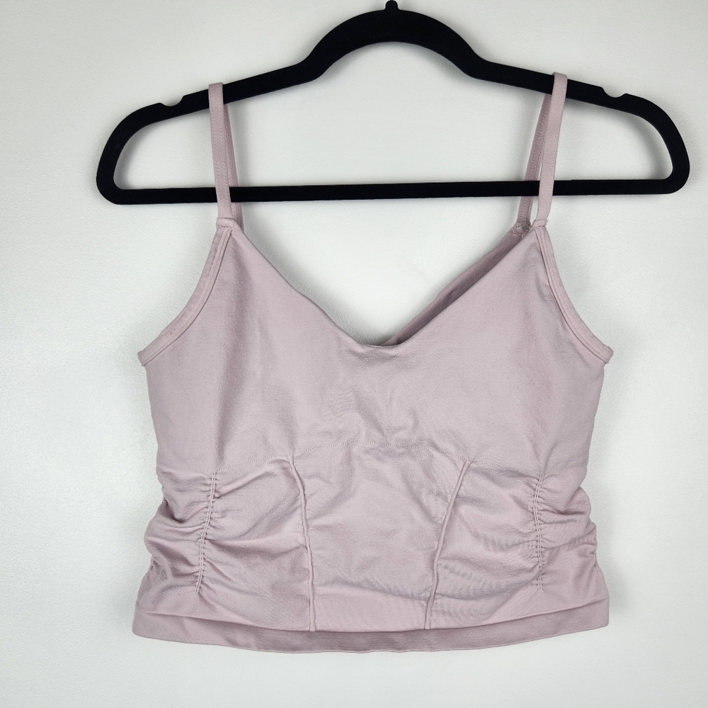 Free People Good Karma Rouched Cropped Tank Pink Size M/L